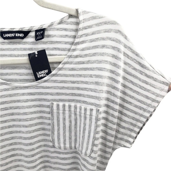 Lands End NEW Womens Size XS Petite Midi Striped Tee Shirt Dress Short Sleeves - Picture 4 of 5
